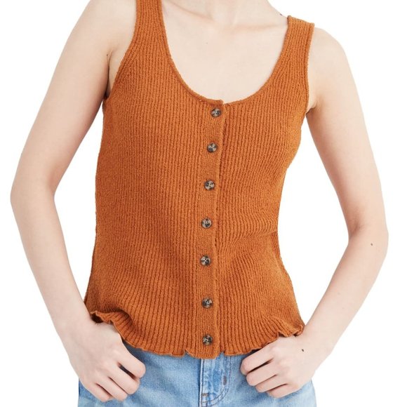 Madewell Tops - NWT Madewell  Kingston Button Tank in Golden Pecan